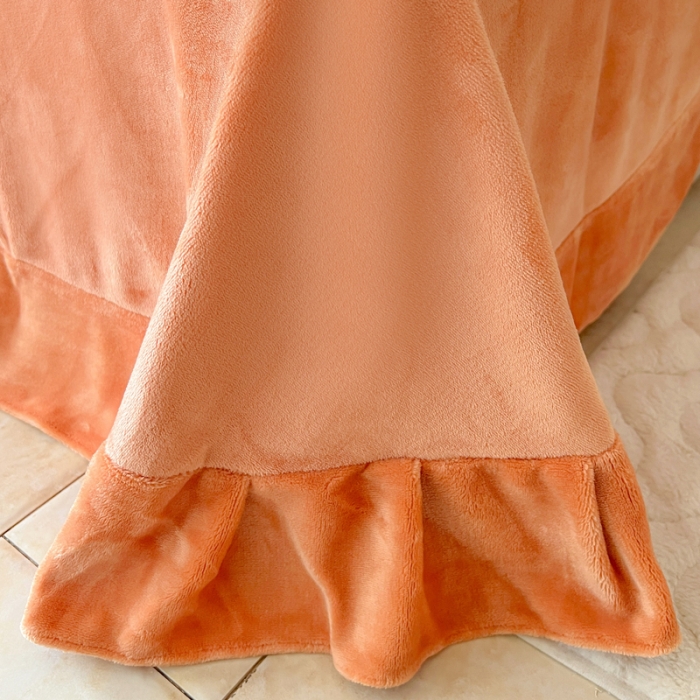 91家纺网 家纺一手货源 找家纺 佳居缘 2023新款A类兔兔绒四件套柔软亲肤绒轻奢套件 鲜橙