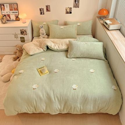 91家纺网 家纺一手货源 找家纺 红嘴企鹅 2025新品卡通毛巾绣牛奶绒套件含买家秀 小绵羊-牛奶绒