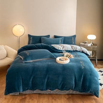 91家纺网 家纺一手货源 找家纺 （总）义博 2025新款牛奶绒刺绣四件套-浪漫系列