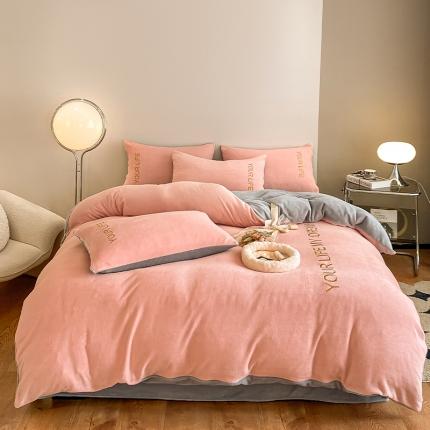 91家纺网 家纺一手货源 找家纺 （总）义博 2025新款牛奶绒刺绣四件套-浪漫系列