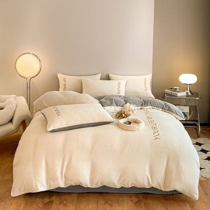 91家纺网 家纺一手货源 找家纺 （总）义博 2025新款牛奶绒刺绣四件套-浪漫系列