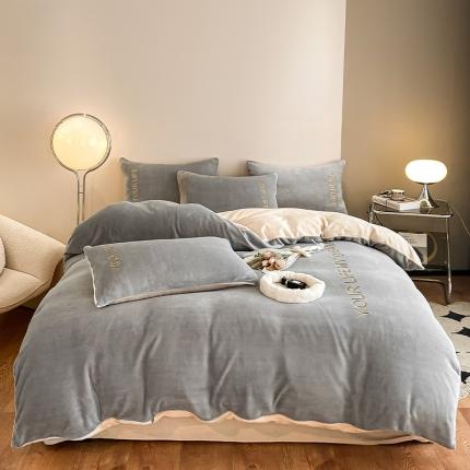 91家纺网 家纺一手货源 找家纺 （总）义博 2025新款牛奶绒刺绣四件套-浪漫系列