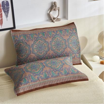 91家纺网 家纺一手货源 找家纺 （总）朴尔 2023年民族风彩棉系列四层纱布枕巾