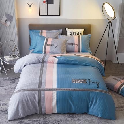 91家纺网 家纺一手货源 找家纺 格里芬家纺 2023新款全棉大版磨毛纯棉生态磨毛四件套 浅川-兰