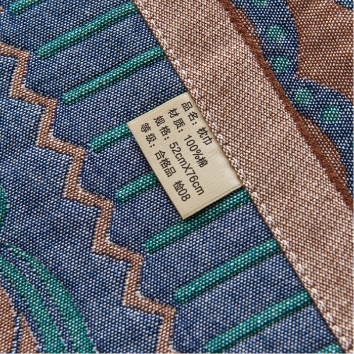 91家纺网 家纺一手货源 找家纺 朴尔 2023年民族风彩棉系列四层纱布枕巾 花团锦簇-咖