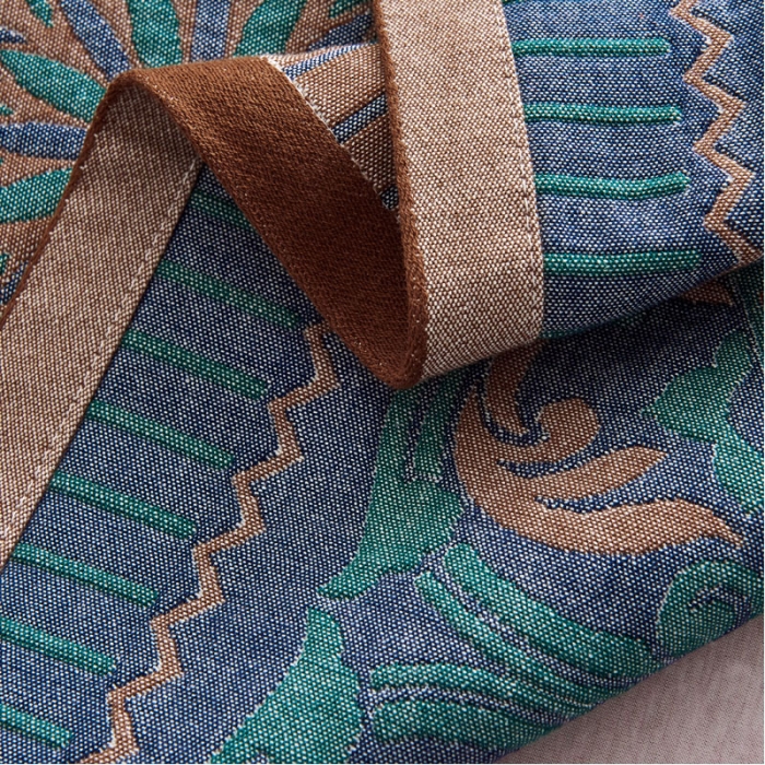 91家纺网 家纺一手货源 找家纺 朴尔 2023年民族风彩棉系列四层纱布枕巾 花团锦簇-咖