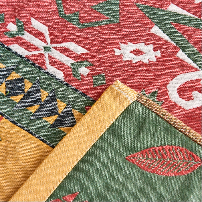 91家纺网 家纺一手货源 找家纺 朴尔 2023年民族风彩棉系列四层纱布枕巾 旧金山红