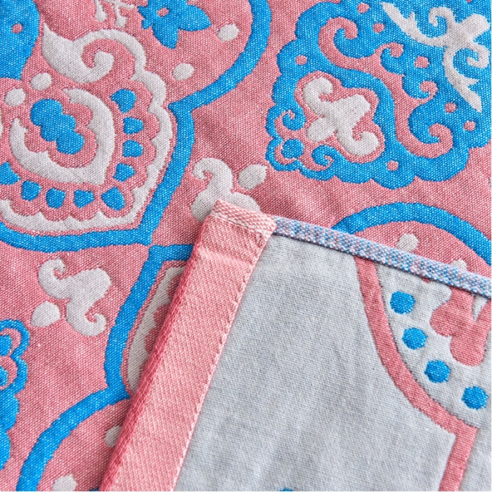 91家纺网 家纺一手货源 找家纺 朴尔 2023年民族风彩棉系列四层纱布枕巾 普罗旺斯-粉