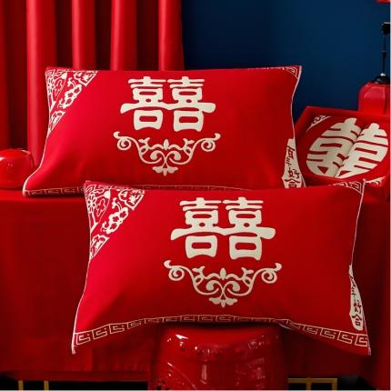 （总）朴尔2023年婚庆系列大红四层纱布枕巾