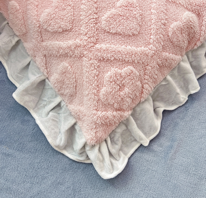 91家纺网 家纺一手货源 找家纺 澳梵 2023新款温柔梦境花梦塔芙绒韩版四件套 格子铺-粉灰