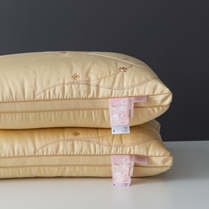 91家纺网 家纺一手货源 找家纺 拾光枕芯 2023新款提花蝴蝶珍珠枕枕头枕芯 48*74cm/只 黄
