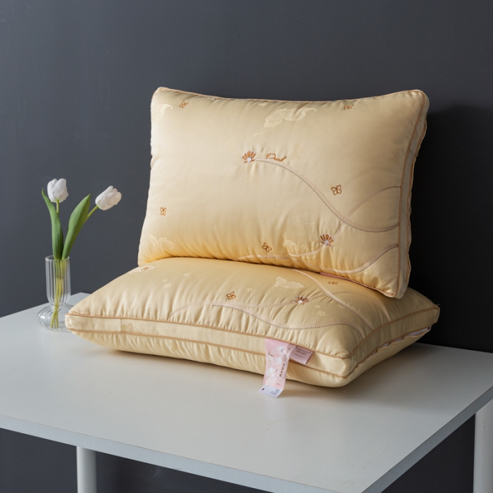 91家纺网 家纺一手货源 找家纺 拾光枕芯 2023新款提花蝴蝶珍珠枕枕头枕芯 48*74cm/只 黄