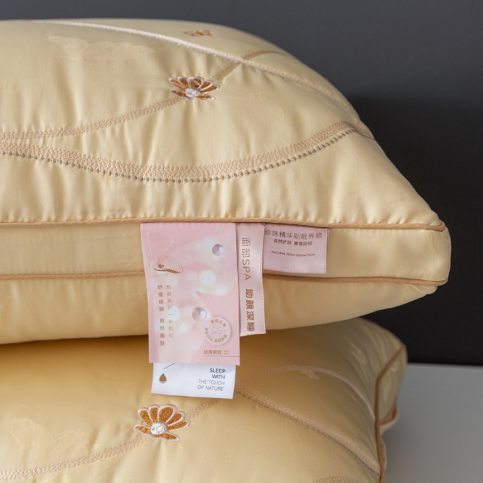 91家纺网 家纺一手货源 找家纺 拾光枕芯 2023新款提花蝴蝶珍珠枕枕头枕芯 48*74cm/只 黄