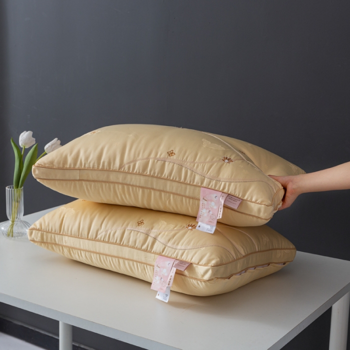 91家纺网 家纺一手货源 找家纺 拾光枕芯 2023新款提花蝴蝶珍珠枕枕头枕芯 48*74cm/只 黄