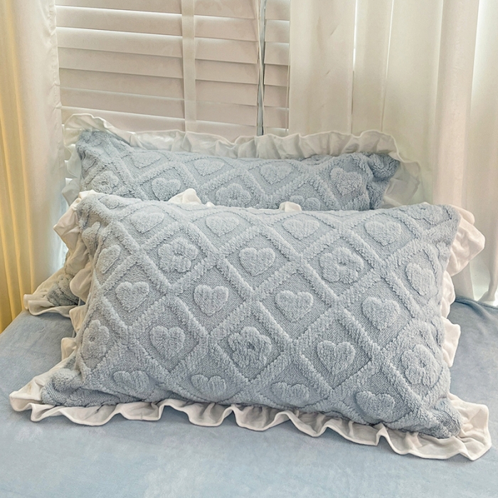 91家纺网 家纺一手货源 找家纺 澳梵 2023新款温柔梦境花梦塔芙绒韩版四件套 格子铺-蓝色