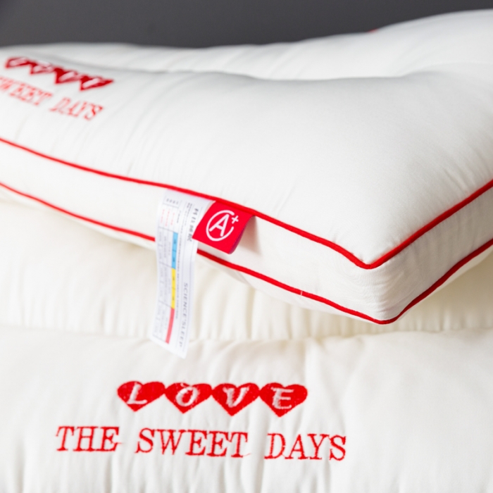 91家纺网 家纺一手货源 找家纺 （总）拾光枕芯 2023新款天丝红色爱心枕枕头枕芯