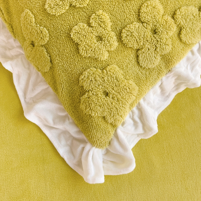 91家纺网 家纺一手货源 找家纺 澳梵 2023新款温柔梦境花梦塔芙绒韩版四件套 花梦-豆绿