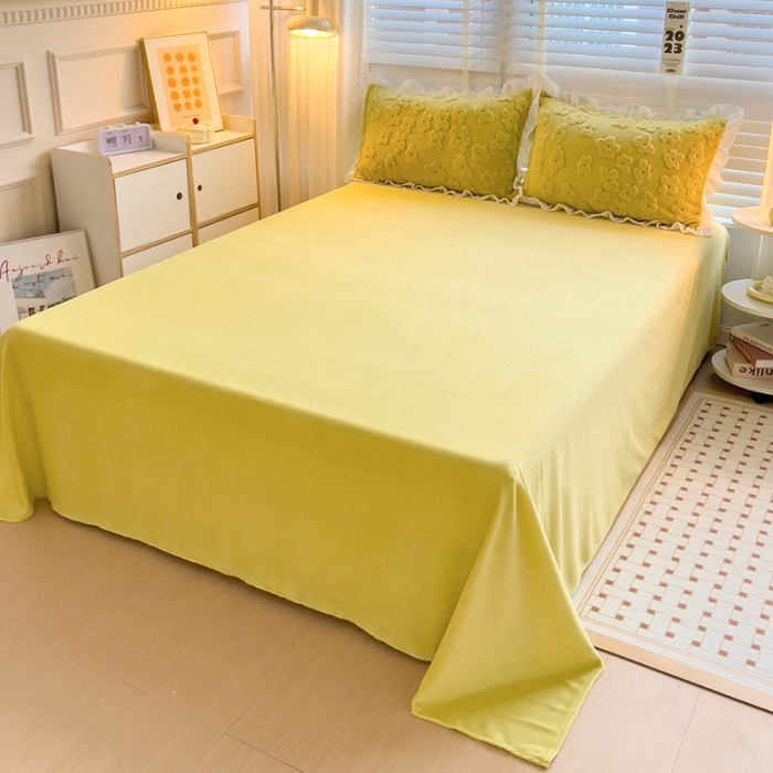 91家纺网 家纺一手货源 找家纺 澳梵 2023新款温柔梦境花梦塔芙绒韩版四件套 花梦-豆绿