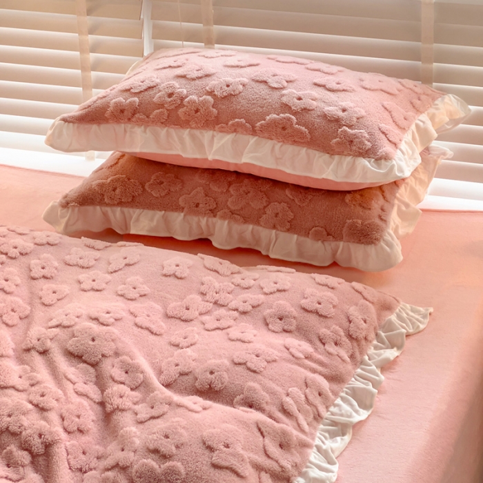 91家纺网 家纺一手货源 找家纺 澳梵 2023新款温柔梦境花梦塔芙绒韩版四件套 花梦-粉