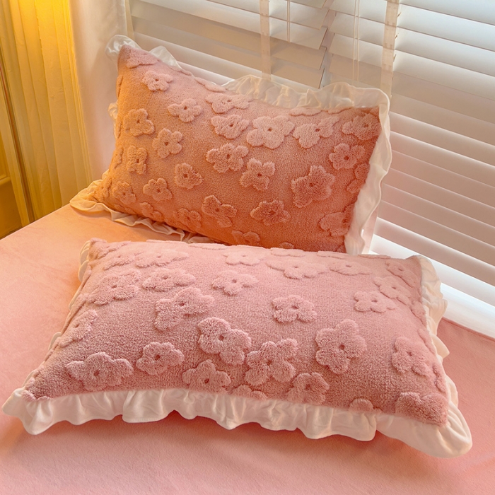 91家纺网 家纺一手货源 找家纺 澳梵 2023新款温柔梦境花梦塔芙绒韩版四件套 花梦-粉