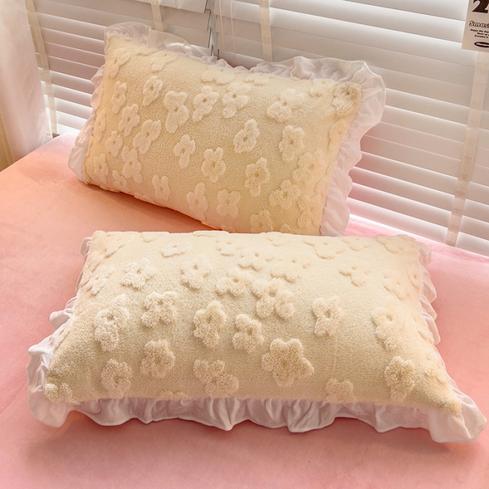 91家纺网 家纺一手货源 找家纺 澳梵 2023新款温柔梦境花梦塔芙绒韩版四件套 花梦-粉白