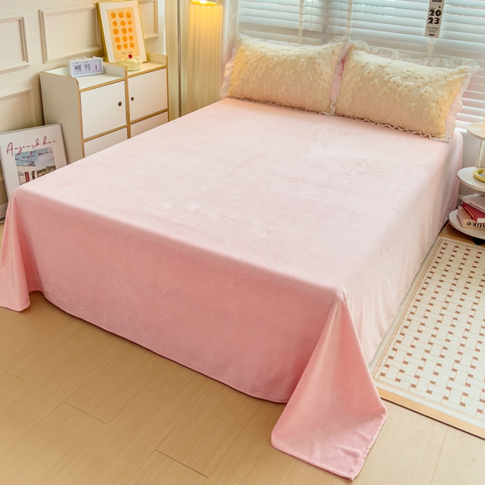 91家纺网 家纺一手货源 找家纺 澳梵 2023新款温柔梦境花梦塔芙绒韩版四件套 花梦-粉白