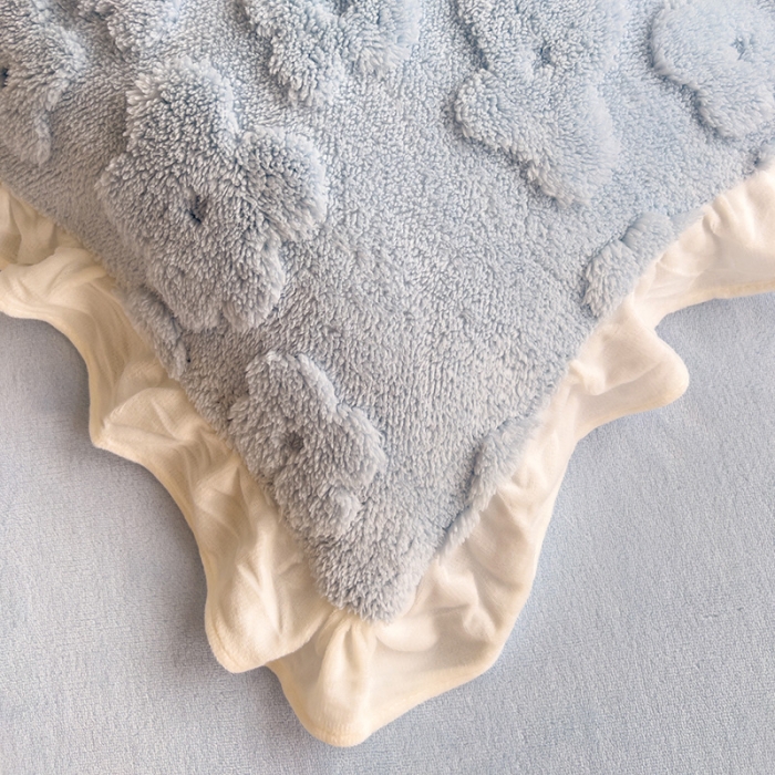 91家纺网 家纺一手货源 找家纺 澳梵 2023新款温柔梦境花梦塔芙绒韩版四件套 花梦-蓝