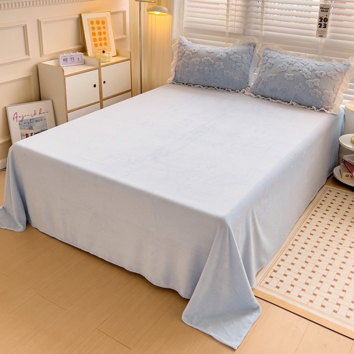 91家纺网 家纺一手货源 找家纺 澳梵 2023新款温柔梦境花梦塔芙绒韩版四件套 花梦-蓝