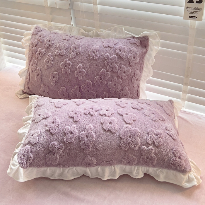 91家纺网 家纺一手货源 找家纺 澳梵 2023新款温柔梦境花梦塔芙绒韩版四件套 花梦-紫色