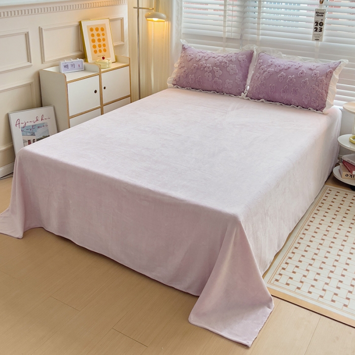 91家纺网 家纺一手货源 找家纺 澳梵 2023新款温柔梦境花梦塔芙绒韩版四件套 花梦-紫色