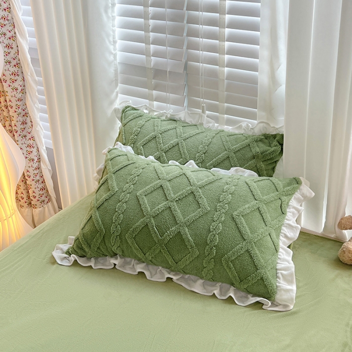 91家纺网 家纺一手货源 找家纺 澳梵 2023新款温柔梦境花梦塔芙绒韩版四件套 温柔梦境-草绿