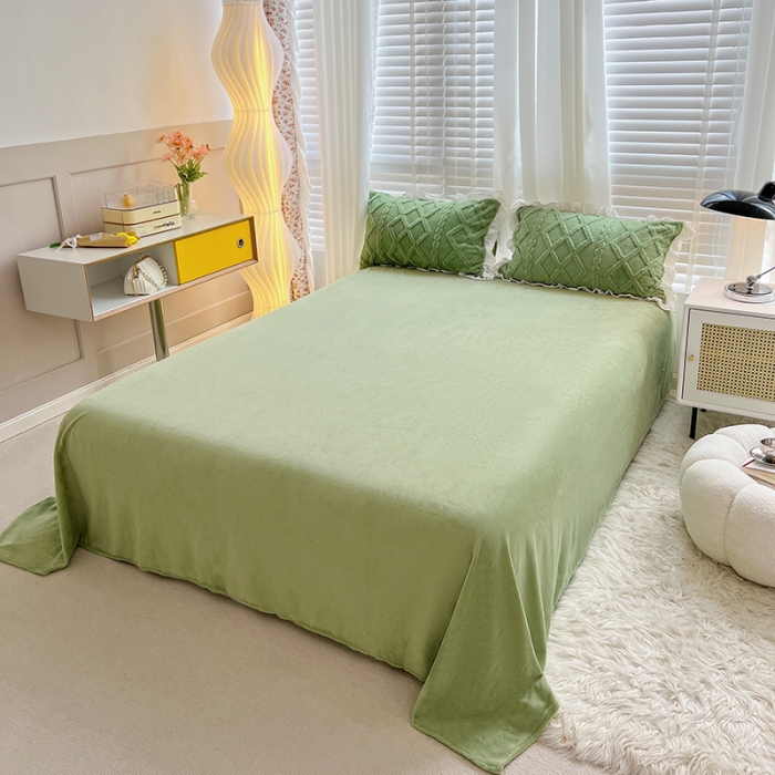 91家纺网 家纺一手货源 找家纺 澳梵 2023新款温柔梦境花梦塔芙绒韩版四件套 温柔梦境-草绿