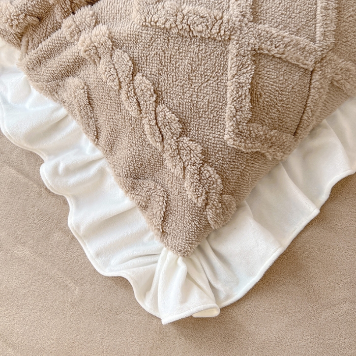 91家纺网 家纺一手货源 找家纺 澳梵 2023新款温柔梦境花梦塔芙绒韩版四件套 温柔梦境-卡其