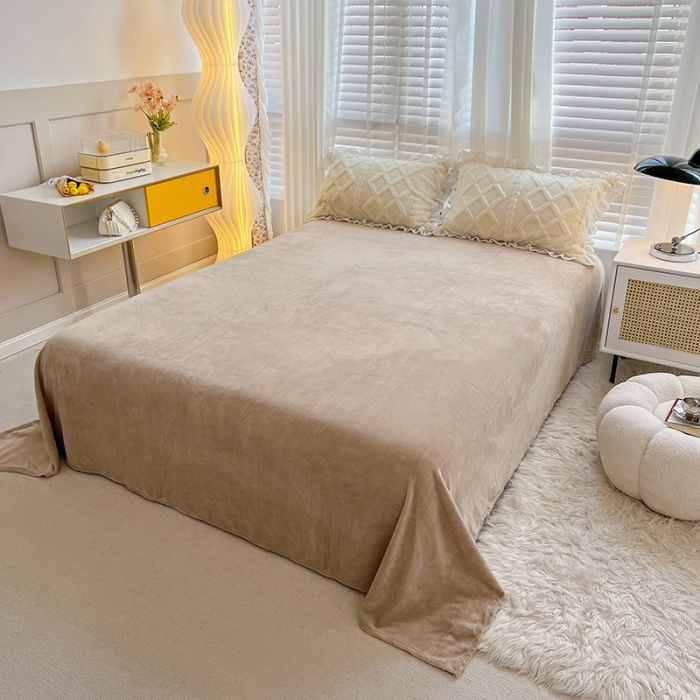 91家纺网 家纺一手货源 找家纺 澳梵 2023新款温柔梦境花梦塔芙绒韩版四件套 温柔梦境-卡其