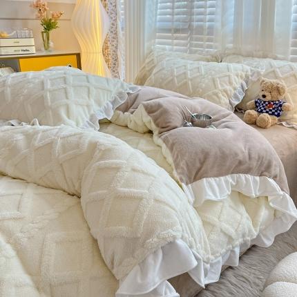 澳梵 2023新款温柔梦境花梦塔芙绒韩版四件套 温柔梦境-奶白