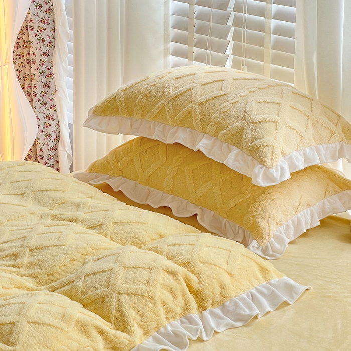 91家纺网 家纺一手货源 找家纺 澳梵 2023新款温柔梦境花梦塔芙绒韩版四件套 温柔梦境-嫩黄