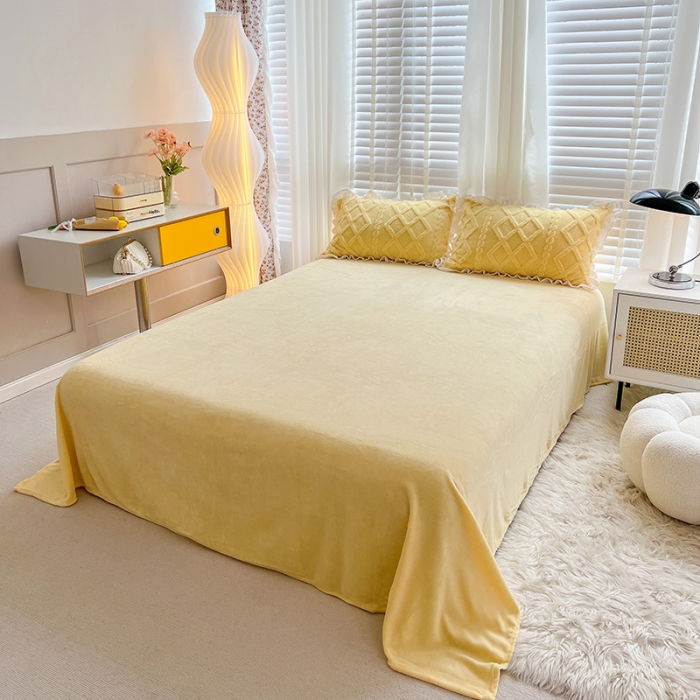 91家纺网 家纺一手货源 找家纺 澳梵 2023新款温柔梦境花梦塔芙绒韩版四件套 温柔梦境-嫩黄