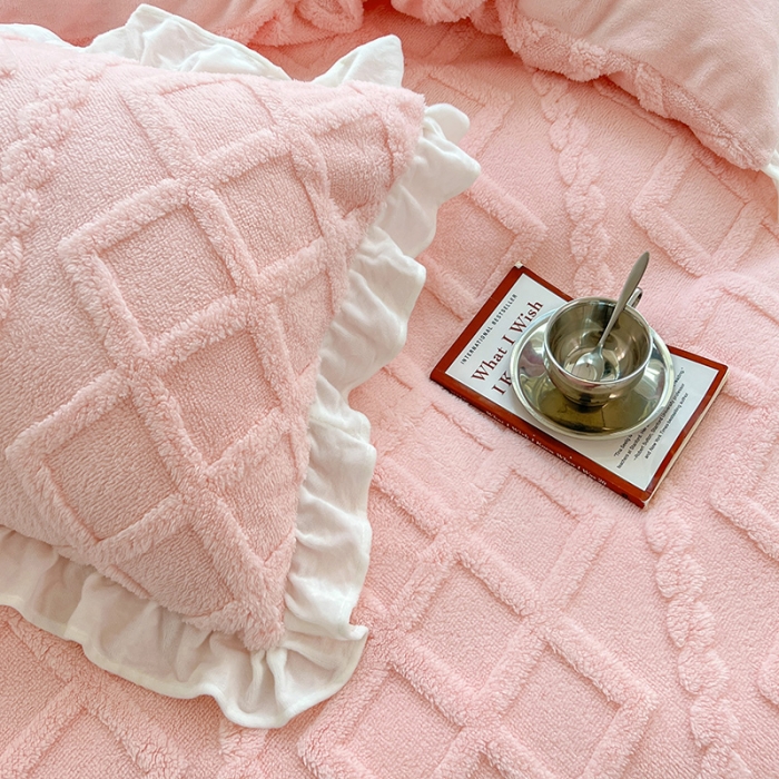 91家纺网 家纺一手货源 找家纺 澳梵 2023新款温柔梦境花梦塔芙绒韩版四件套 温柔梦境-暖粉