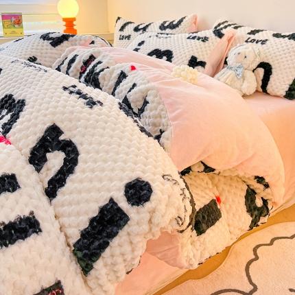 91家纺网 家纺一手货源 找家纺 （总）澳梵家居 2023新款印花豆豆绒牛奶绒四件套