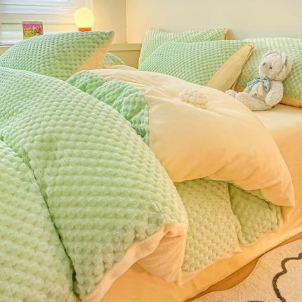 91家纺网 家纺一手货源 找家纺 （总）澳梵家居 2023新款印花豆豆绒牛奶绒四件套