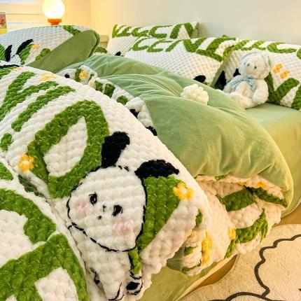 91家纺网 家纺一手货源 找家纺 （总）澳梵家居 2023新款印花豆豆绒牛奶绒四件套