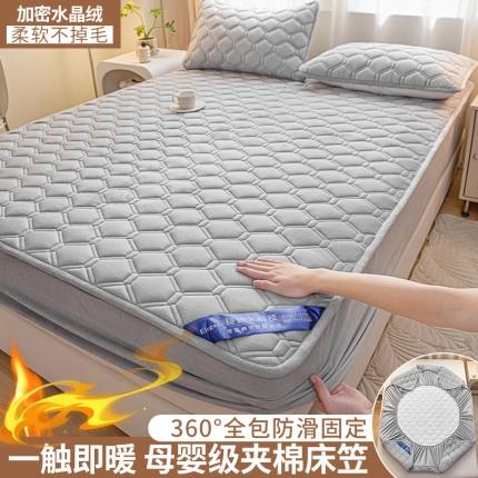 91家纺网 家纺一手货源 找家纺 （总）福来临 2025直播新款A类牛奶绒水晶绒加棉焊缝夹棉床笠三件套