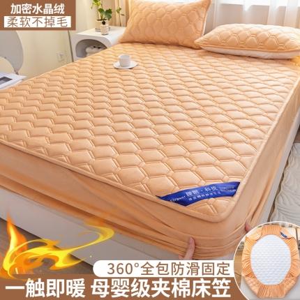 91家纺网 家纺一手货源 找家纺 （总）福来临 2025直播新款A类牛奶绒水晶绒加棉焊缝夹棉床笠三件套