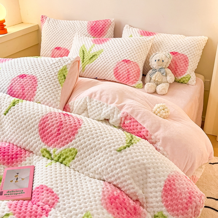 91家纺网 家纺一手货源 找家纺 （总）澳梵家居 2023新款印花豆豆绒牛奶绒四件套