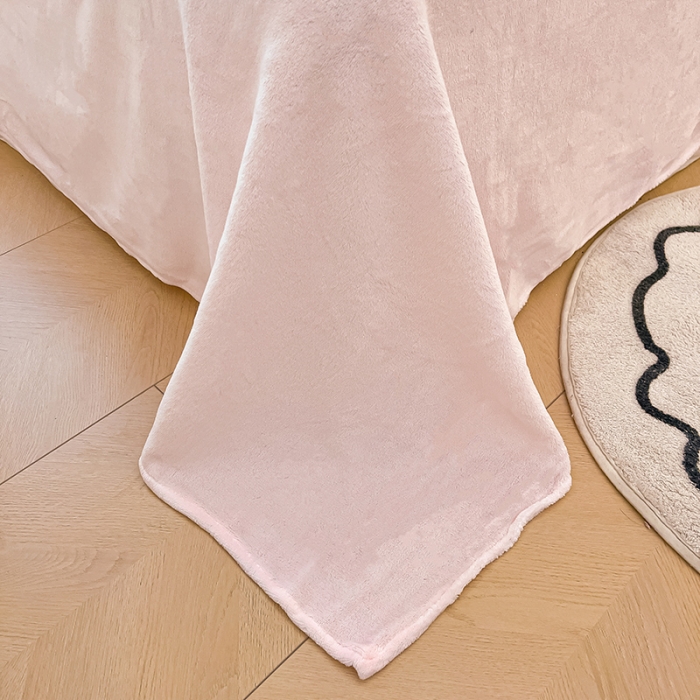 91家纺网 家纺一手货源 找家纺 澳梵家居 2023新款印花豆豆绒牛奶绒四件套 粉色郁金香