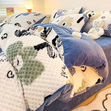 澳梵家居 2023新款印花豆豆绒牛奶绒四件套 花季