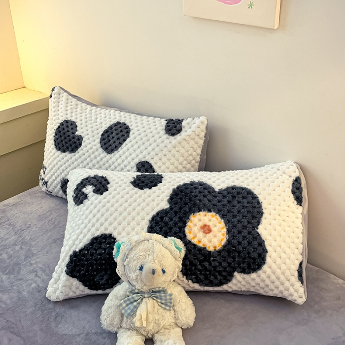 91家纺网 家纺一手货源 找家纺 澳梵家居 2023新款印花豆豆绒牛奶绒四件套 向阳花开