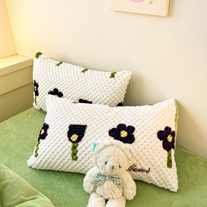 91家纺网 家纺一手货源 找家纺 澳梵家居 2023新款印花豆豆绒牛奶绒四件套 小花花