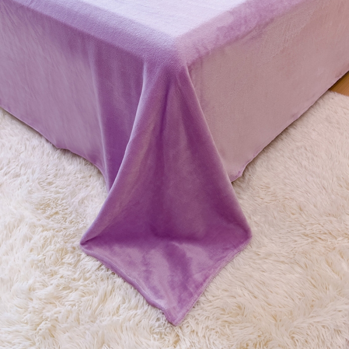 91家纺网 家纺一手货源 找家纺 宜家坊 2023新款小清新加厚印花牛奶绒四件套 简单款-紫色花园