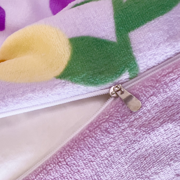 91家纺网 家纺一手货源 找家纺 宜家坊 2023新款小清新加厚印花牛奶绒四件套 简单款-紫色花园